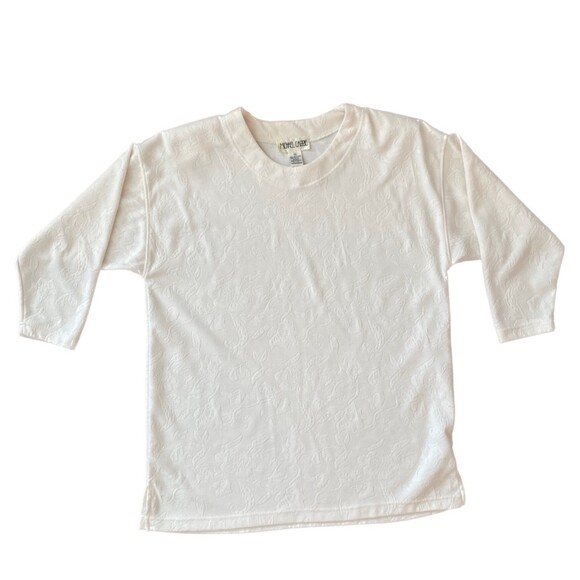 Michael Carrie | Vintage 80s Cream Jacquard Oversized Knit Top | Medium - Picture 1 of 6